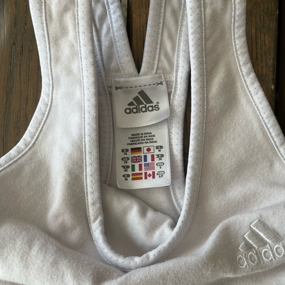 Adidas Women's Pale Pink Tank Top With White Trim - Picture 2 of 5